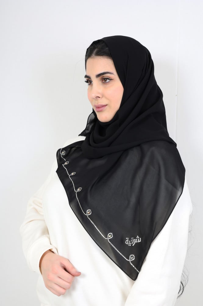 [251663] طرحة أمواج خط كريستال مع دمعة